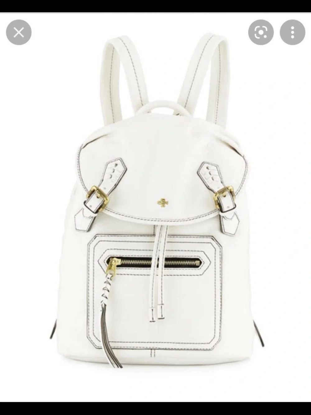orYANY White Leather Backpack with Front Zip Pocket and Buckle Detail - Picture 8 of 9